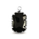 Crystal glass charm rectangle 13mm Jet black-silver
